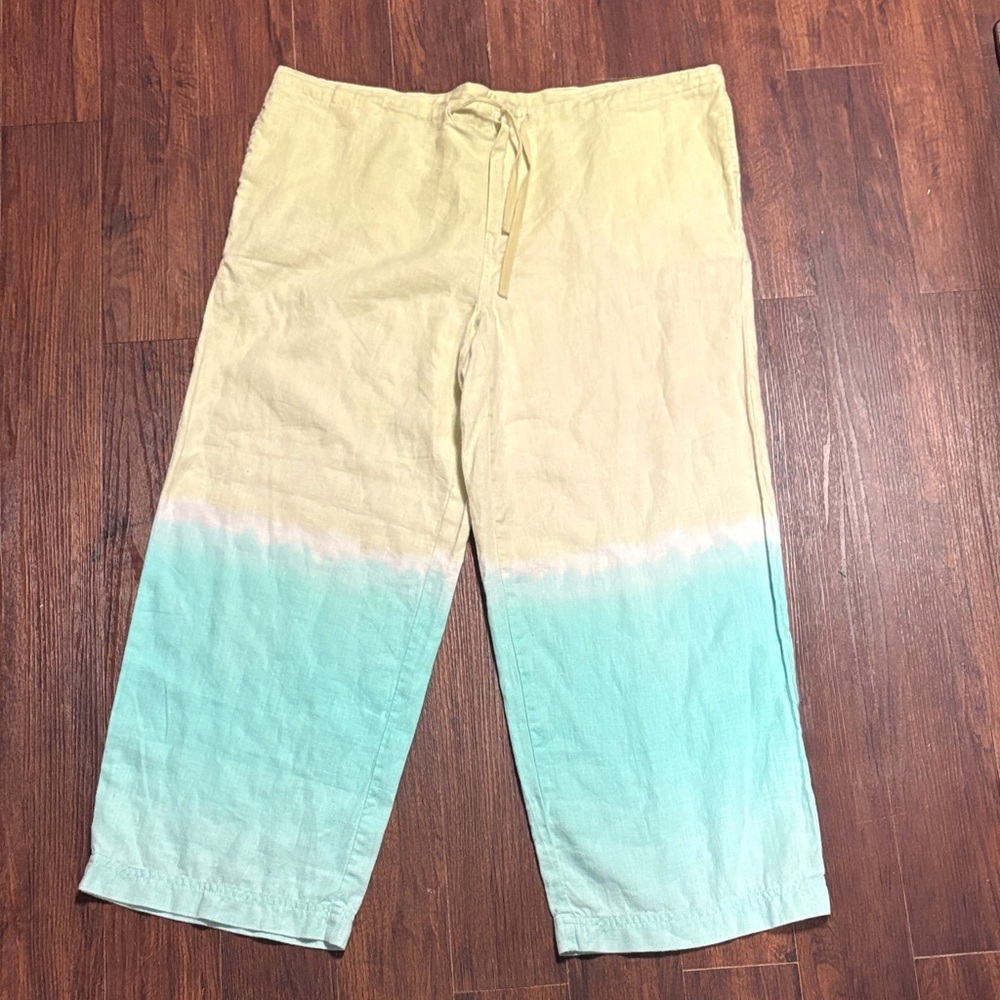 J Jill Yellow and Blue Tie-Dye Pants